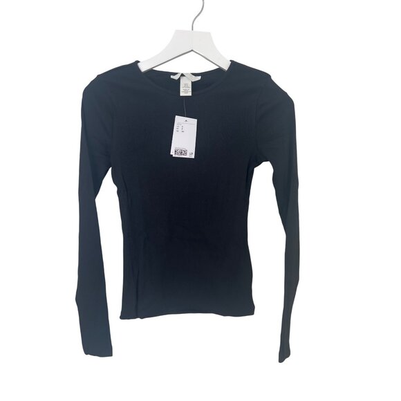 H&M Black Ribbed Long-Sleeve Jersey Top - Picture 2 of 4